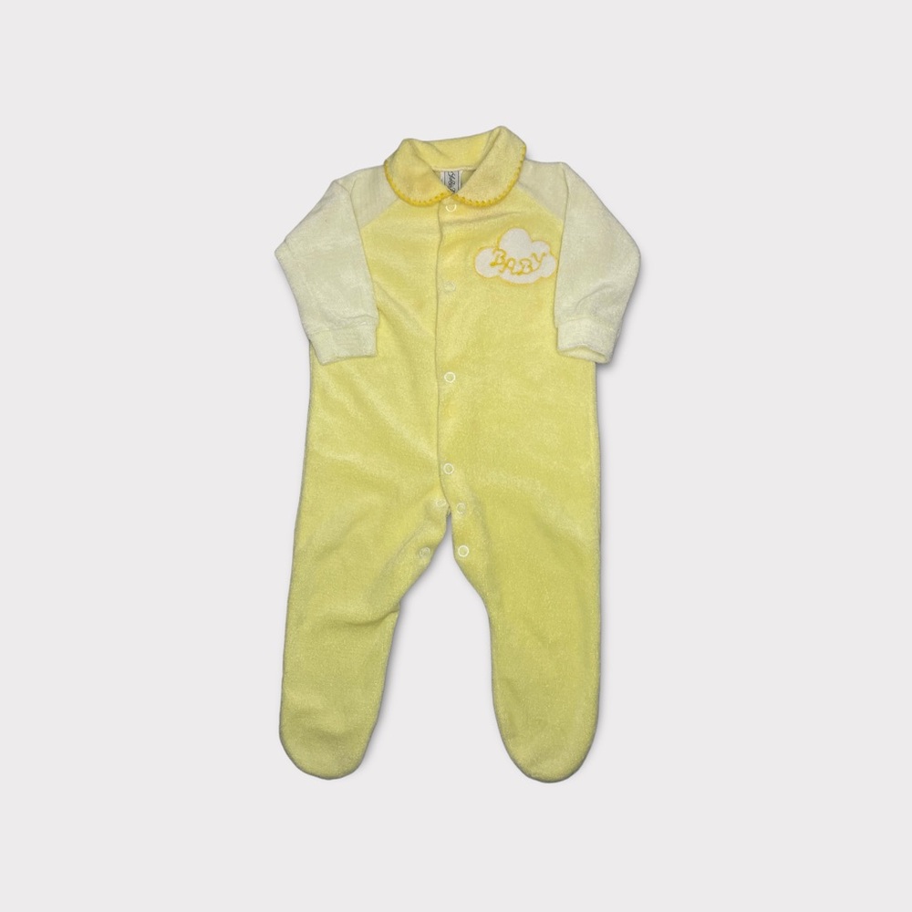 Saks Fifth Avenue Vintage Yellow Footie Collar Romper
